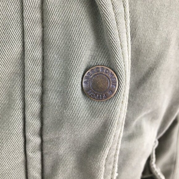 A&F ABERCROMBIE & FITCH Green Hooded Denim Feel Logo Hardware Jacket - Picture 7 of 14